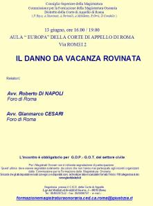 Locandina convegno Il danno da vacanza rovinata