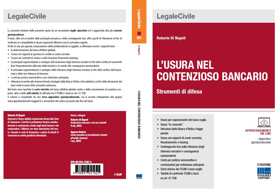 copertina II edizione L'usura nel contenzioso bancario